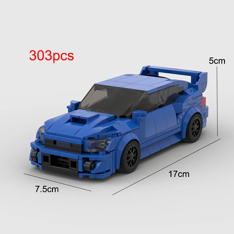 Subaru WRX STI 303pcs racing sports car Vehicle Speed Champion Racer Building Blocks Brick Creative Garage Toys for Boys