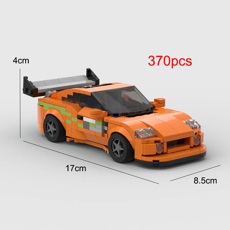 Fast & Furious1 Supra 370pcs sports car Vehicle Speed Champion Racer Building Blocks Brick Creative Garage Toys for Boys