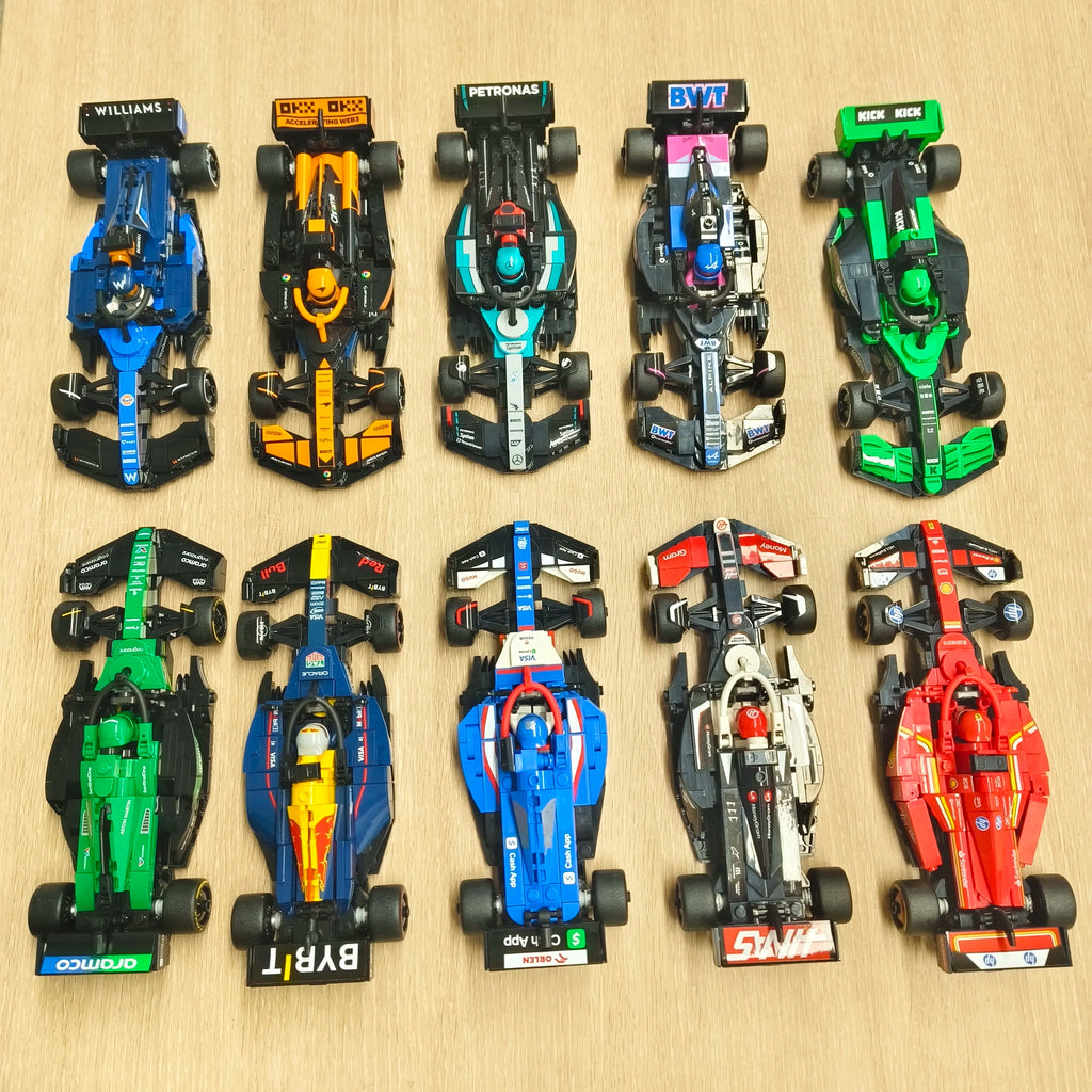 F1 Racing Car Building Blocks Pack – 10 Formula Cars